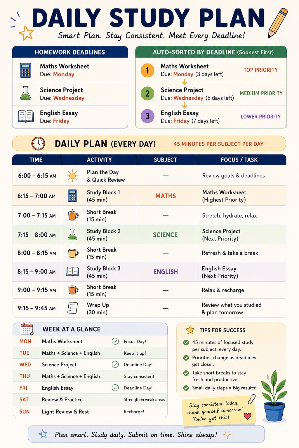 Homework planner auto-sorted by deadline · Built using ChatGPT · 20 min