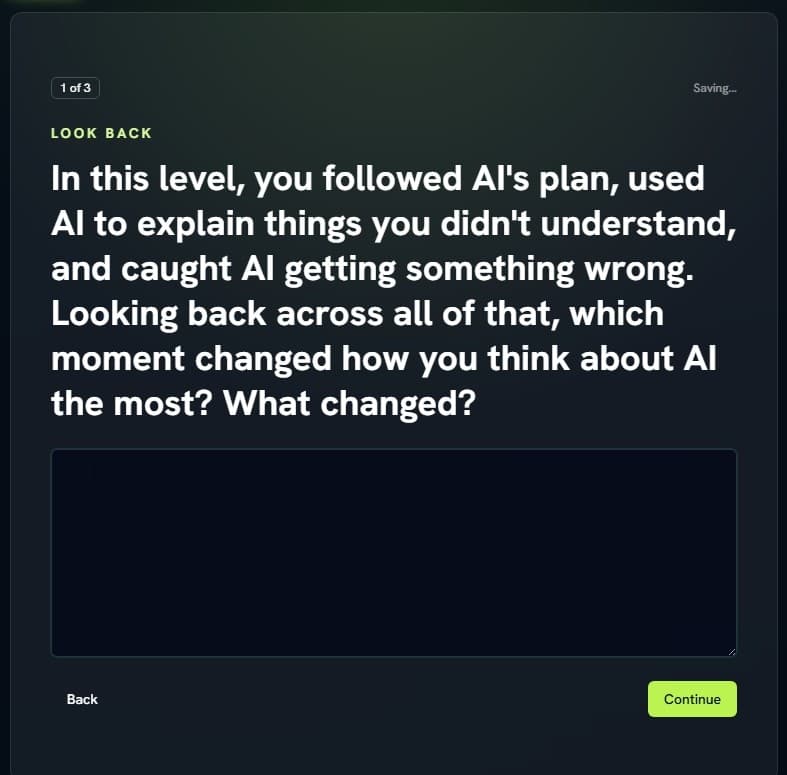 Your Take LOOK BACK question screen